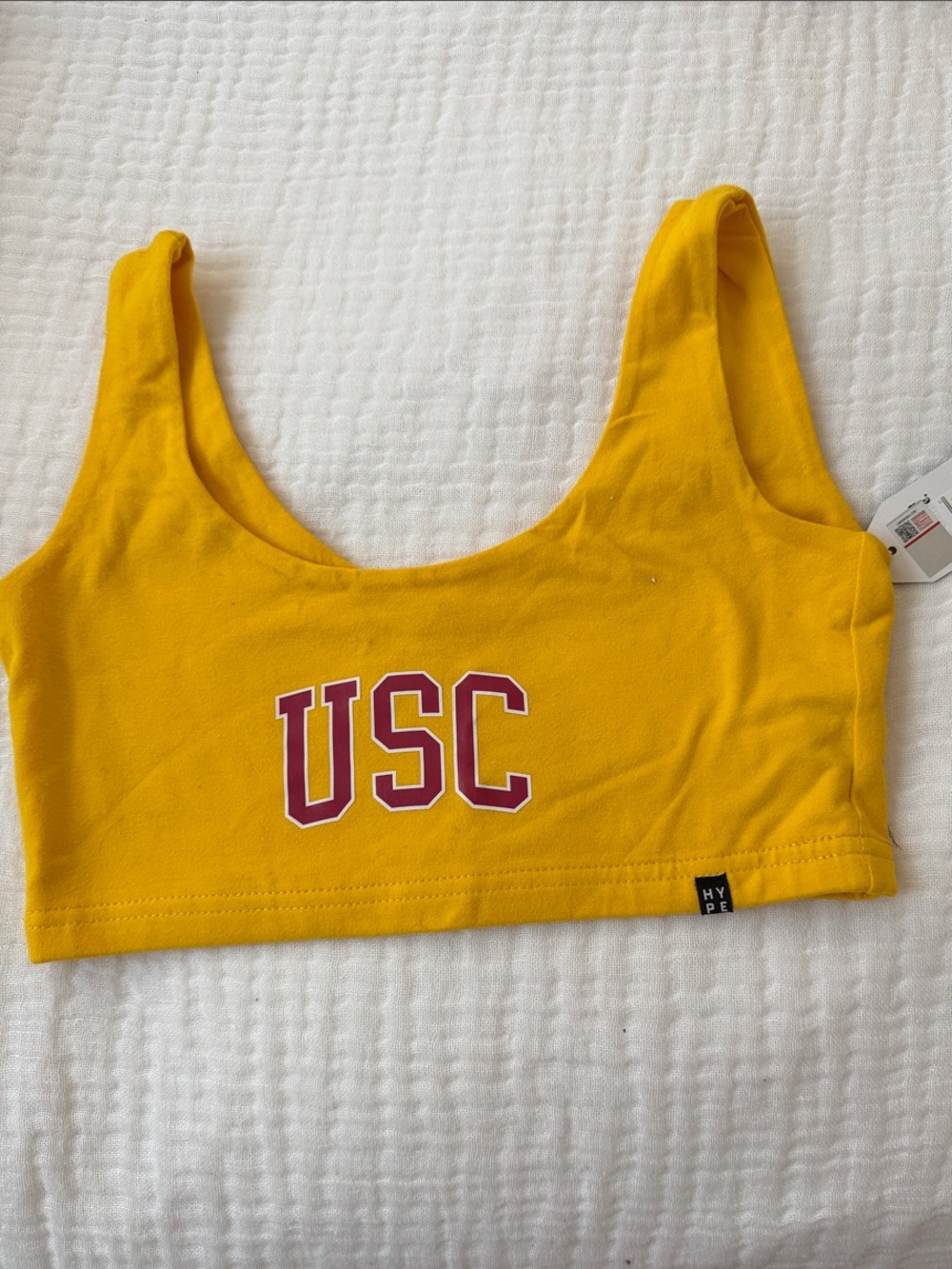 Hype and Vice Yellow USC Scoop Crop Tank-BNWT